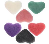 HEALLILY 6pcs Face Exfoliating Sponges Cleansing Sponges for Face 3.34x2.75x1.18in Heart Shape Removes Dirt and Impurities Maintains Shape Daily Facial Cleansing