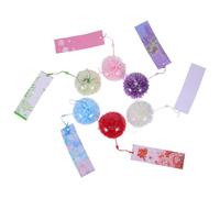 HEALLILY 6pcs Japanese Wind Chime Glass Bells with Simulated Flower Design, Enhancing Ambiance and Soothing Wind Melody, Elegant Outdoor Hanging Decoration for Patio and Garden
