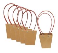 HEALLILY 6pcs Kraft Paper Bouquet Wrapping Bags with Handle, Waterproof Floral Gift Bags for Flowers, Simple and Generous Style, for Party and Flower Arrangement