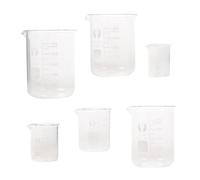 HEALLILY 6pcs Lab Measuring Cups Glass Beakers with Crystal Visibility Stable Construction 25ml 50ml 100ml 250ml 300ml 400ml Capacity Science Glass Beaker Set for Science Class Chemistry