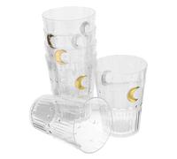 HEALLILY 6pcs Tumblers with Moon Pattern, Unbreakable and Stackable Drinking Glasses for Dining Area or Eid Mubarak Party, Unique Celestial Charm Design
