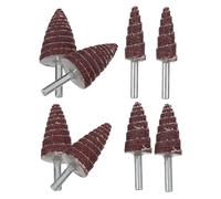 HEALLILY 8pcs Cone Shaped Abrasive Flap Wheels Replacement Set for Electric Grinder with 6mm Shank, Steel Material, Multiple Specifications, for Toolbox and Workshop Use, Professional