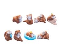 HEALLILY 8pcs Mini Resin Otters Figurine Adorable Playful Whimsical Design Lightweight Versatile Use Brown Micro Landscaping Decoration