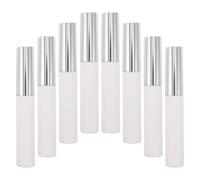 HEALLILY 8pcs Refillable Empty Eyelash Tubes with Eyelash Brush Wand, 10ml Capacity, Matte Silver Tube and Sleek White Bottle, Plastic and Nylon Material for Liquid Cosmetics Storage