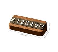 HEALLILY Adjustable Disassemblable Wooden Price Display Stand with Digital Number Pricing Tag, Coffee Colour, Suitable for Jewelry and Vegetables on Counter in Shopping Mall