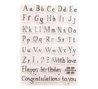 HEALLILY Alphabet Clear Stamps Happy Birthday Congratulations Cards Letters Making Rubber Stamp Educational Toy for Scrapbooking Embossing Album Diary Decoration