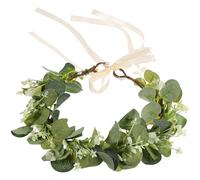 HEALLILY Bridal Green Leaf Flower Crown Eucalyptus Floral Headband Christmas Wedding Flower Crown Hair Crown Headpiece Greenery Garland Hair Wreath Photo Props