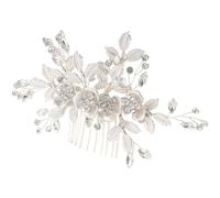 HEALLILY Bridal Hair Comb for Brides Silver Vintage Side Comb with Secure Metal and Resin Construction, Stay in Place Hairpiece for Traditional Chinese Weddings and Indoor Use