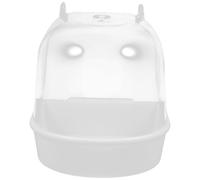 HEALLILY Caged Bird Bath for Cage Parakeet and Canary White Plastic Bird Shower Tub with Cover Accessory for Parrot and Budgie Cage