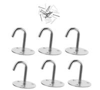 HEALLILY Ceiling Hooks with Easy Installation 6pcs Stainless Steel Heavy Duty Screw-in Hooks and Sturdier Design in Silver for Wind Chimes and Flower Pots for Home Use