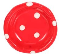 HEALLILY Ceramic Small Animal Bowl for Hamster and Guinea Pig, Anti-tip Red Mushroom-shaped Pet Food Dish, Cage Accessory for Rabbits and Gerbils