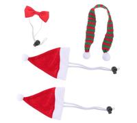 HEALLILY Christmas Pet Costume Set for Small Animals Including Hamsters and Guinea Pigs Lightweight Plush Hat, Red and Green Scarf, and Bow Tie for Christmas Party and Festive Celebrations