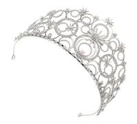 HEALLILY Crown and Elegant Headpiece Bubble Wedding Bridal Silver Design with Rhinestone Alloy, Royal Headband for Time, Birthday Bride Queen Graduation Party, and Formal Events