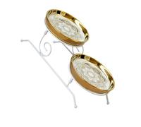 HEALLILY Double-layer Detachable Cake Stand Set with Ceramic and Metal Construction, Easy Cleaning Dessert and Fruit Storage Holder, Stylish and Simple Design for Party and Wedding Display