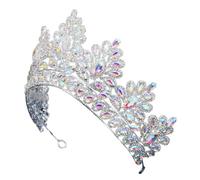 HEALLILY Elegant Handmade Rhinestone Bridal Crown Headband with Silver Alloy Material, Luxurious Temperament and Delicate Design, for Thanksgiving and Anniversary Celebrations