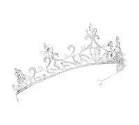HEALLILY Elegant Silver Alloy Bridal Headband with Rhinestone and Imitation Pearl, Comfortable Girl Wedding Crown Headdress for Performance and Special Occasions