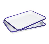 HEALLILY Enamel Plate for Baking, Multi-Functional Oven Tray, 2Pcs, White, Enamel, Rectangular, Good Hardness, not Easy to be Scratched, for Kitchen