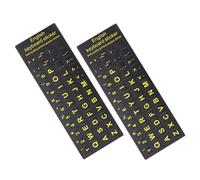 HEALLILY English Keyboard Letter Stickers 2pcs Black Matte Laptop and Desktop Keyboard Stickers, Pvc Material with Self Adhesive and Anti Slip Features, Designed for Typing in English