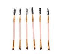 HEALLILY Eyebrow and Eyelash Brushes with Angled Design 6pcs Double Ended Synthetic Material, Two-in-one Comb for Precise Eye Makeup Application, Portable Brow Tools for Women