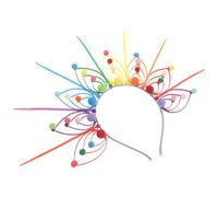 HEALLILY Festival Accessory Comfortable and Versatile with Crown-like Silhouette Colorful Rainbow Pom Pom Headband and Layered Curved Wire Loops for Women for Carnival and Pride for