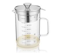 HEALLILY Fine Mesh Strainer Soybean Milk Container with 1500ml Capacity and Stainless Steel Filter for Kitchen Utensils, Convenient and Practical Glass Tea Filter Pot