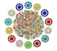 HEALLILY Floral Rhinestone Buttons 100Pcs Mixed Pack for Crafting and Clothing Decoration DIY Accessories