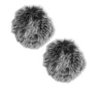 HEALLILY Furry Microphone Windshield 2Pcs, Universal Lavalier Mic Cover for Recording and Broadcasting, Windproof Noise-Cancelling Mic Shield, Short Fur Black White Grey