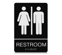 HEALLILY Gender Neutral Restroom Sign with Braille Accessibility, Acrylic Material, Black Colour, Resistant to Cracking, Suitable for Public and Private Restrooms, Toilet Way Symbol