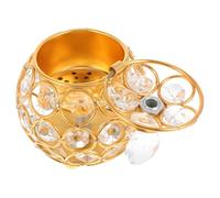 HEALLILY Golden Creates Comfortable Atmosphere Middle East Style Censer Holder Incense Burner with Iron and Crystal Material, Decorative Incense Furnace for Home Fragrance Desktop
