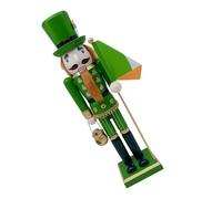 HEALLILY Hand-painted Wooden Irish Nutcracker Soldier Figurine with Shamrock for St Patrick's Day Decoration Tabletop Ornament Festive Green Festival Display Gift for Holiday Celebrations