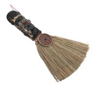 HEALLILY Handmade Black Crystal Mini Broom Pendant for Witchcraft Altar Supplies, Natural Straw Sweeper with Artistic Charm, Wards off Negative Influences, for Meditation Therapy and Feng