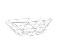 HEALLILY Iron Art Multi-Purpose Drain Basket Storage Tray for Fruits Vegetables Snacks Small White Metal Container with Quick Drain Design for Home Kitchen Organization