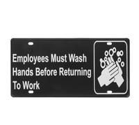 HEALLILY Iron Sign Employees Must Wash Hands before Returning to Work, Black Iron, 30x15cm, Food Factory Business Informative Sign, Hand Washing Plaque