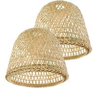 HEALLILY Japanese Decor Japanese Decor 2 Pcs Wicker Lamp Shade Woven Chandelier Lampshade Rattan Pendant Light Cover for Ceiling Pendant Lamp Floor Lamp Khaki Woven Lamp Shade Hand Decor