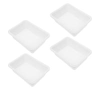 HEALLILY Laboratory Tray for Teaching Demonstrations and Scientific Research 4pcs White Plastic Rectangular Leak Prevention and Multitasking Capability Chemical Reagent Storage
