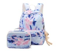 HEALLILY Large-capacity Backpack with Matching Lunch Box, Stylish Cloth Material, Easy to Clean and Practical, for School Going or Study,