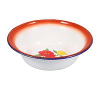 HEALLILY Large Capacity Enamel Dough Mixing Bowl with Retro Red Finish, Simple and Convenient Design for Storing Salads and Washing Fruits, Vintage Kitchen Enamelware