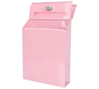 HEALLILY Lockable Wall Mounted Mailbox Made of Sturdy Iron with Creative Design and Pink Finish, Multi-function Letter Drop Box that Protects Letters, for Home and Company Use