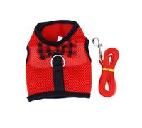 HEALLILY Lovely Red Nylon Pet Harness with Leash for Hamster and Rabbit, Breathable and Lightweight Small Animal Vest with Bow Shape, for Outdoor Walks and Play