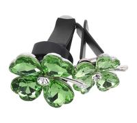 HEALLILY Lucky Four Leaf Aromatherapy Diffuser 2pcs Car Clip Luxurious Green Alloy Acrylic Car Vent Clips for Vehicle Interior Decoration and Styling