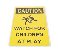 HEALLILY Metal Road Sign Playing Warning Slow Down Caution for Residential Street Yard Safety 12X8 Inches