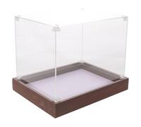 HEALLILY Mini Helmet Display Case Acrylic Display Box with Solid Wood Base, 1:2 Scale Baseball Helmet Showcase, Space-saving 360° View for Collectors, Office or Bookshelf