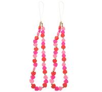 HEALLILY Mobile Phone Lanyards Anti-lost Wrist Straps 2pcs Heart-shaped Polymer Clay Beaded Phone Charms Lightweight Decorative for Cameras and Other Devices