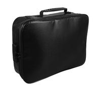 HEALLILY Multi-Layer Document Storage Bag Portable Canvas and Pu Receipt Holder Organizer with Lock and Handle for Passports and Important Documents, for Home Use