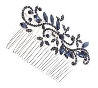 HEALLILY Navy Rhinestone Hair Comb Blue Bridal Accessory 3.5 Inch for Wedding Updo and Special Occasions