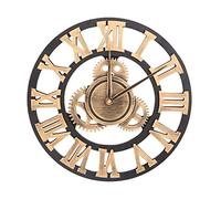 HEALLILY Outdoor Wall Clock 1 Pc 30CM Metal Gear Wall Clock Moving Gear Clock Rustic Gear Wall Clock Industrial Decor Clock for House Warming Gift Livingroom Decoration (Golden) Outdoor Clock