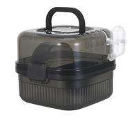 HEALLILY Portable Double-layer Abs Pet Carrier for Hamsters and Ferrets with Safety Assured Design, Travel Cage for Home Use and Road Trips, Small Animal Transport Cage in Black