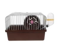 HEALLILY Portable Hamster Travel Cage for Small Pets with Spacious Interior and Water Bottle Holder, Elegant Brown Abs Material Carrier for Hamsters and Bunny Travel