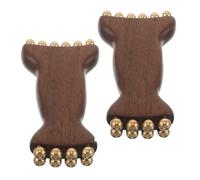 HEALLILY Portable Wooden Facial Roller Massager with Dual Brass Bead Rollers for Manual Face Massage and Skin Care Spa, Made of Green Sandalwood for Travel and Relaxation