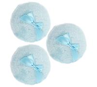 HEALLILY Powder Puff Set with Silk Ribbon Plush Material 3pcs round Supple and Comfortable Design for Baby and Prickly Heat Powder Application for Salon and Home Use